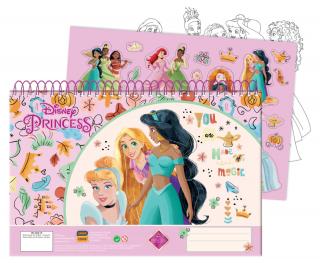 Bloc de desen A4 spirala,Disney Princess Dreams, 40 foi si stickere