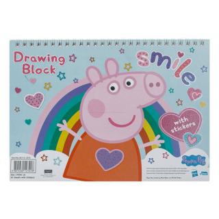 Bloc de desen B5 spirala Peppa Pig cu autocolante