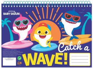 Bloc desen A4 spira Baby Shark Wave, 30 coli