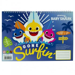 Bloc desen cu schite si stikere,A4 cu spira Baby Shark, 40 coli