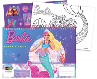 Bloc desen cu schite si stikere,A4 cu spira Barbie Mermaid, 30 coli