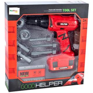 Bormasina cu baterii si accesorii pentru copii, Good Helper 17x5x18 cm