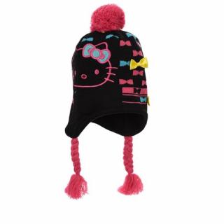 Caciula captusita cu mot Hello Kitty negru