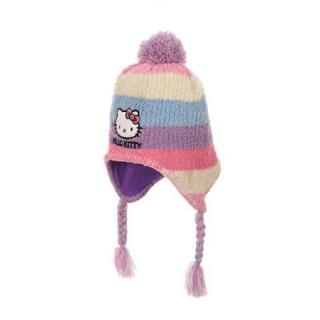 Caciula cu dungi  curcubeu Hello Kitty