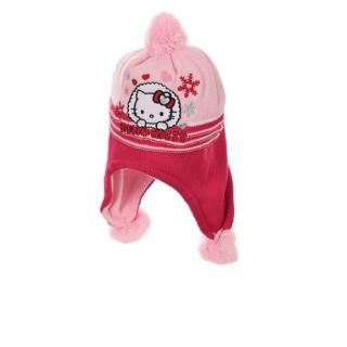 Caciula groasa cu urechi si ciucuri Hello Kitty