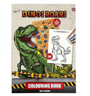 Carte de colorat cu autocolante, Dino Roar, 16 pagini A5