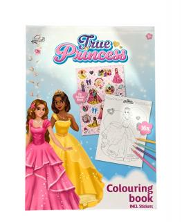 Carte de colorat cu autocolante True Princess 16 pagini A5