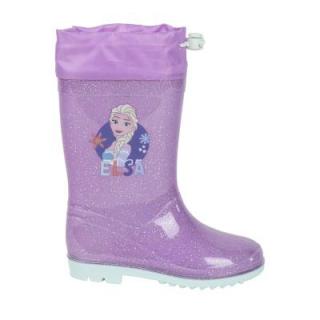 Cizme PVC cu sclipici si siret Frozen Disney Elsa