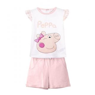 Compleu de vara, maneca scurta, bumbac, bebe Peppa Pig