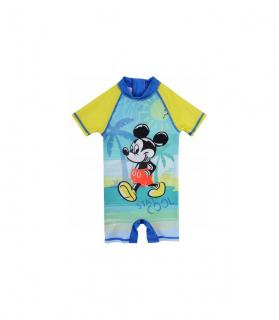 Costum de baie UV cu maneci scurte si fermoar Mickey Mouse