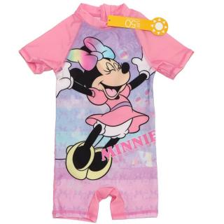 Costum de baie UV cu maneci scurte si fermoar Minnie Mouse