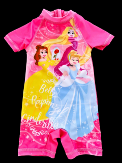 Costum de baie UV cu maneci scurte si fermoar Printesele Disney