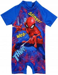 Costum de baie UV cu maneci scurte si fermoar Spiderman