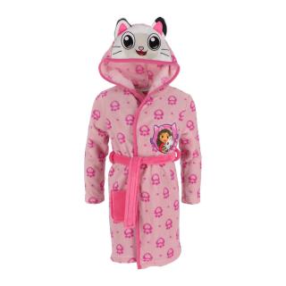 Halat baie fete cu gluga si urechi fleece coral Gabby s Dollhouse