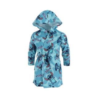 Halat de baie pentru copii, gluga si buzunare laterale din prosop Lilo  Stitch