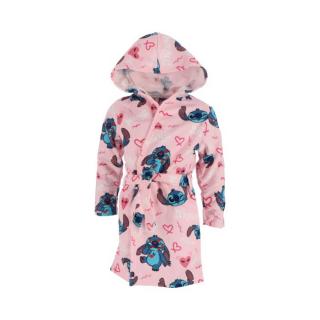 Halat de baie pentru fete, gluga si buzunare laterale din prosop Lilo  Stitch