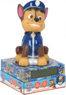 Lampa de veghe cu ceas si data Paw Patrol Chase 3D, 21,4x13x13cm