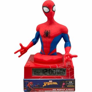 Lampa de veghe cu ceas si data Spiderman 3D, 21,4x13x13cm