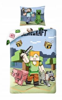 Lenjerie de pat 2 piese, copii Minecraft Attack 140x200 cm, 70x90  cm