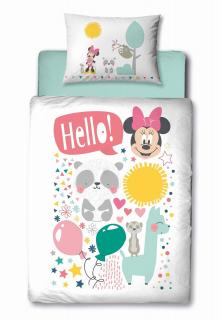 Lenjerie de pat bumbac Minnie Mouse Flower, 2 piese 100x135 cm, 40x60 cm