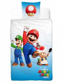 Lenjerie de pat copii Super Mario Luigi si Toad, 2 piese 140x200 cm