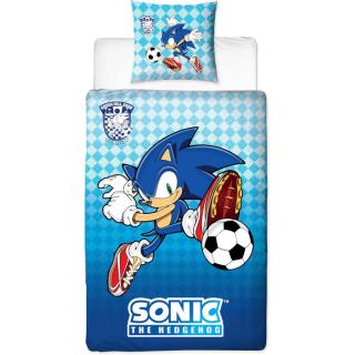 Lenjerie de pat microfibra copii Sonic the Hedgehog Football , 2 piese 140x200 cm, 63x63 cm