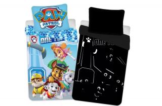 Lenjerii de pat copii din bumbac fosforescent Paw Patrol Chase, 2 piese 100x135, 40x60 cm
