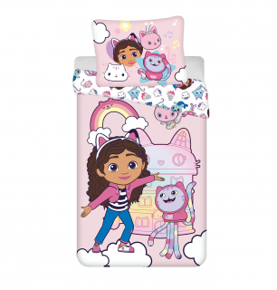 Lenjerii de pat copii din bumbac, Gabby s Dollhouse Rainbow, 140x200 cm, 70x90 cm