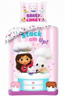 Lenjerii de pat copii, Gabby s Dollhouse 2 piese 140x200 cm, 60x70 cm