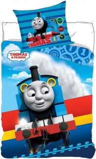 Lenjerii de pat copii, Locomotiva Thomas  Friends, 2 piese 100x135, 40x60 cm