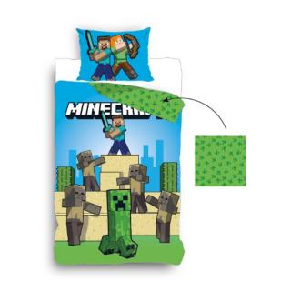 Lenjerii de pat copii, Minecraft Creeper 2 piese 140x200 cm, 60x70 cm