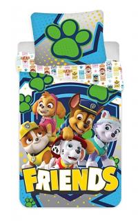 Lenjerii de pat copii, Paw Patrol, Friends 2 piese 100x135 cm, 40x60 cm