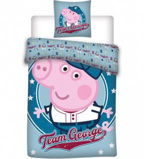 Lenjerii de pat copii, Peppa Pig George, 2 piese 100x135cm, 40x60 cm