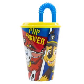 Pahar cu pai plastic Paw Patrol Pup Power, 430 ml