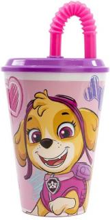 Pahar cu pai plastic Paw Patrol, Skye, 430 ml