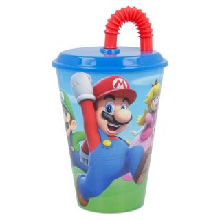 Pahar cu pai plastic Super Mario, 430 ml