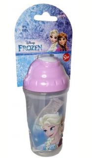 Pahar plastic cu capac si pai flexibil Frozen II 295 ml