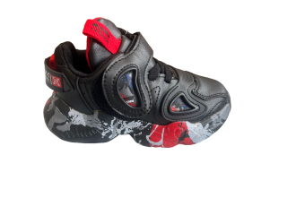 Pantofi sport pentru copii, material piele ecologica, negru rosu