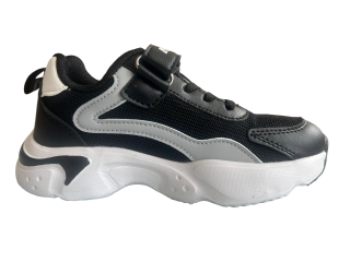 Pantofi sport pentru copii, material textil, blackwhite