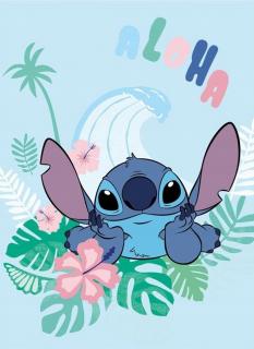 Patura coral fleece, Lilo si Stitch Aloha, 100x150 cm