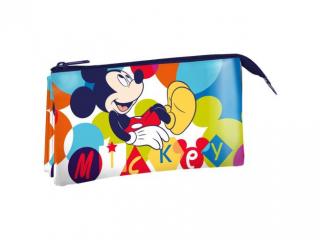 Penar cu 3 compartimente, 2 fermoare, neechipat, Mickey Mouse 22x13 cm