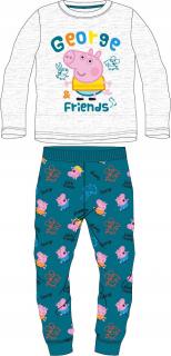 Pijama bumbac Peppa Pig George Friends maneca lunga gri