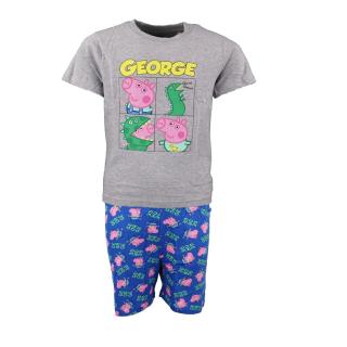 Pijama de vara cu maneca scurta, bumbac, Peppa Pig George