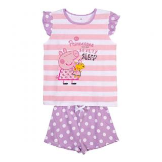 Pijama de vara cu maneca scurta din bumbac, Peppa Pig Princesses