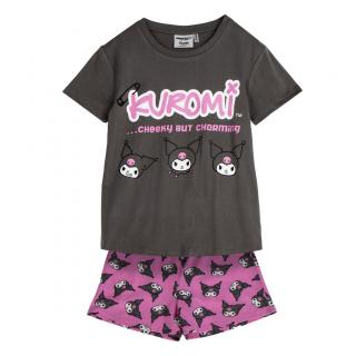 Pijama de vara, maneca scurta, bumbac, Hello Kitty Kuromi