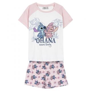 Pijama de vara, maneca scurta, bumbac, Lilo  Stitch Ohana