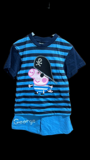 Pijama de vara, maneca scurta, bumbac, Peppa Pig George