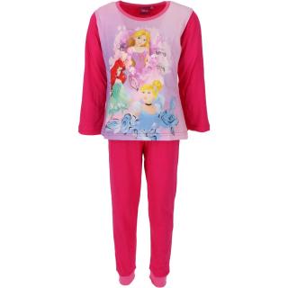 Pijama maneca lunga fete, bumbac, roz mov, Printesele Disney