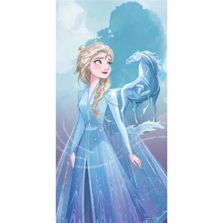 Prosop de plaja bumbac Frozen Disney, Elsa si calul ei, 140x70 cm