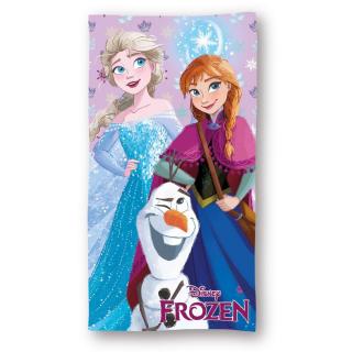 Prosop de plaja cu uscare rapida din microfibra Frozen Elsa Anna si Olaf, 140x70 cm